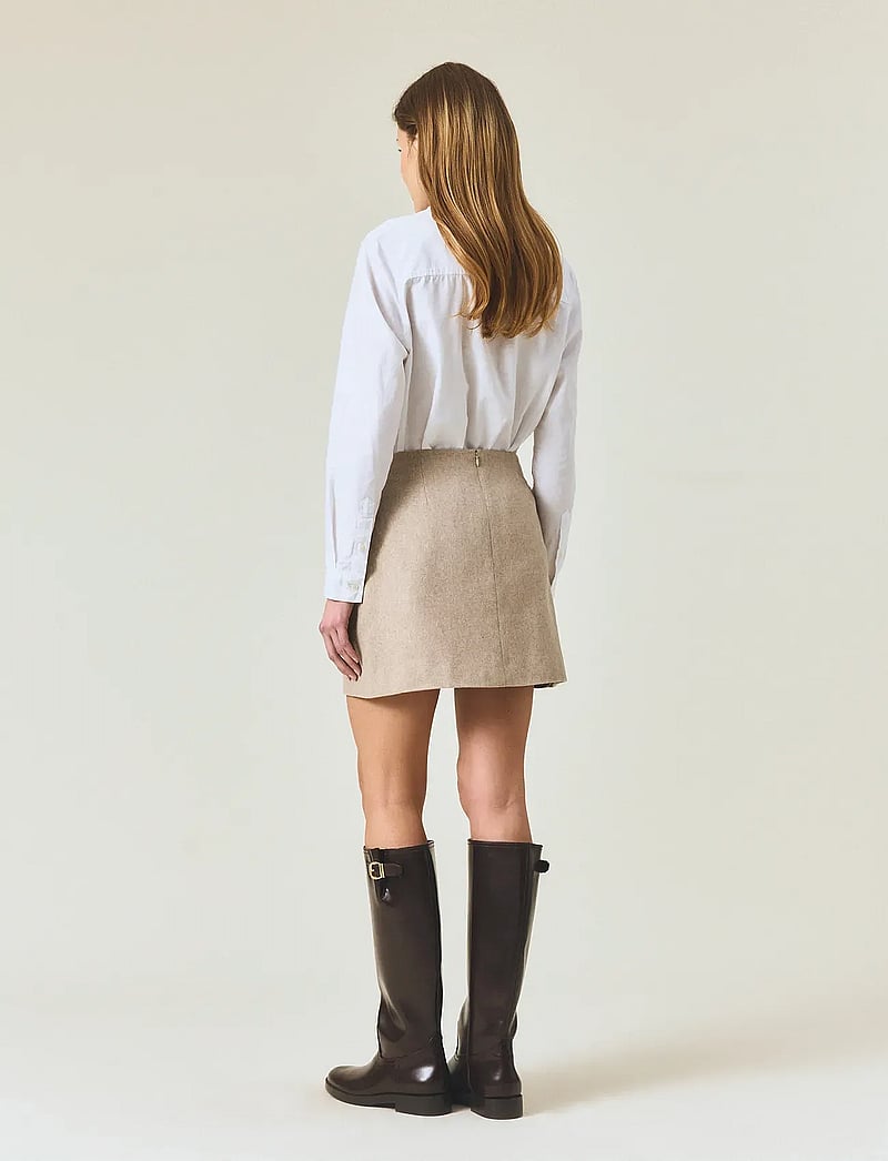 Lexington Clothing - Short Wool Blend Skirt - korta kjolar - beige melange - 3