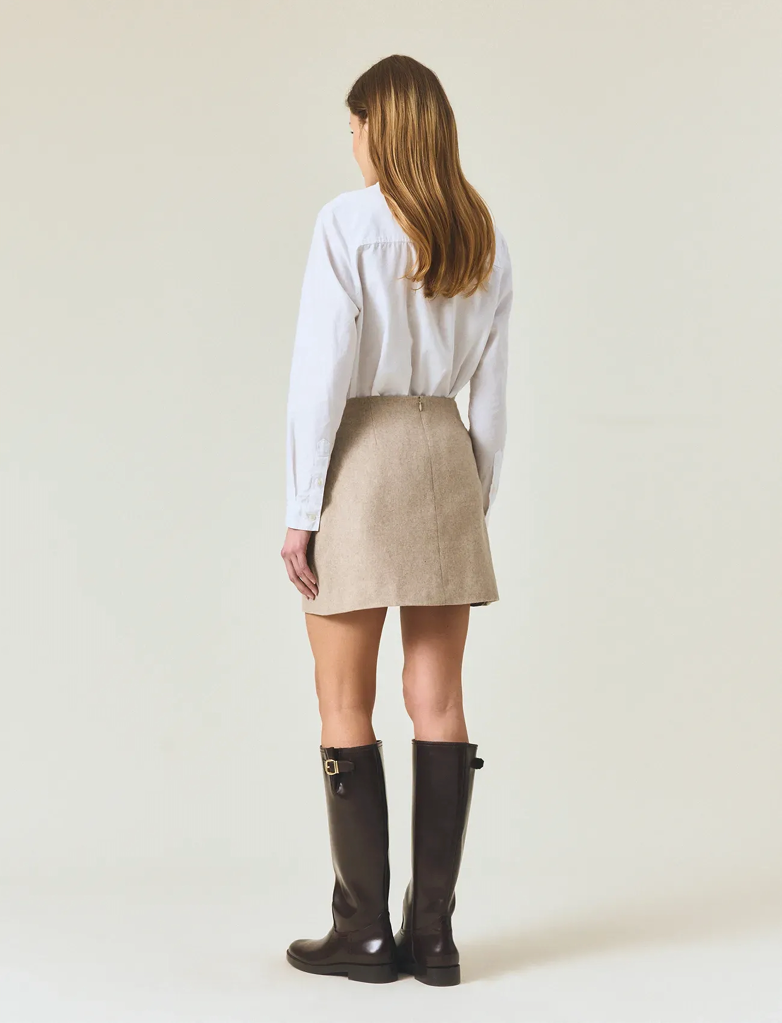 Lexington Clothing - Short Wool Blend Skirt - trumpi sijonai - beige melange - 3