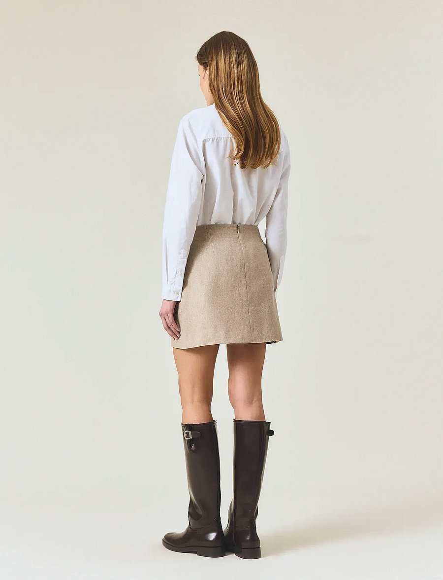 Lexington Clothing - Short Wool Blend Skirt - trumpi sijonai - beige melange - 3