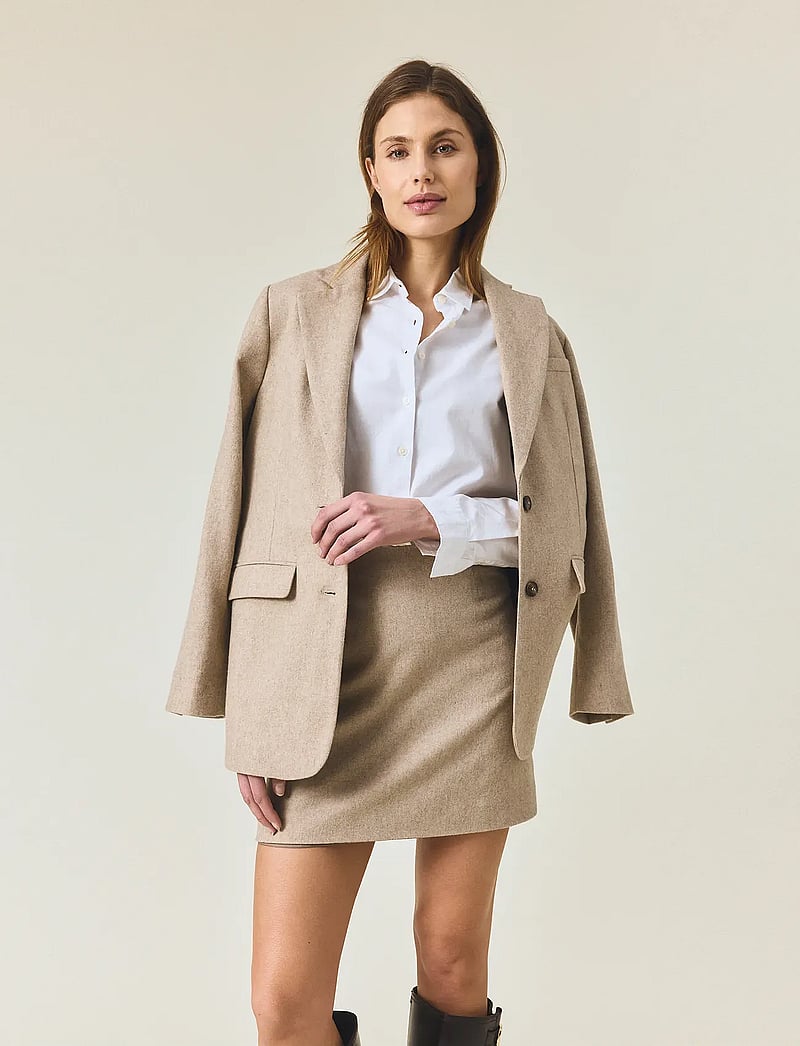 Lexington Clothing - Short Wool Blend Skirt - korta kjolar - beige melange - 4