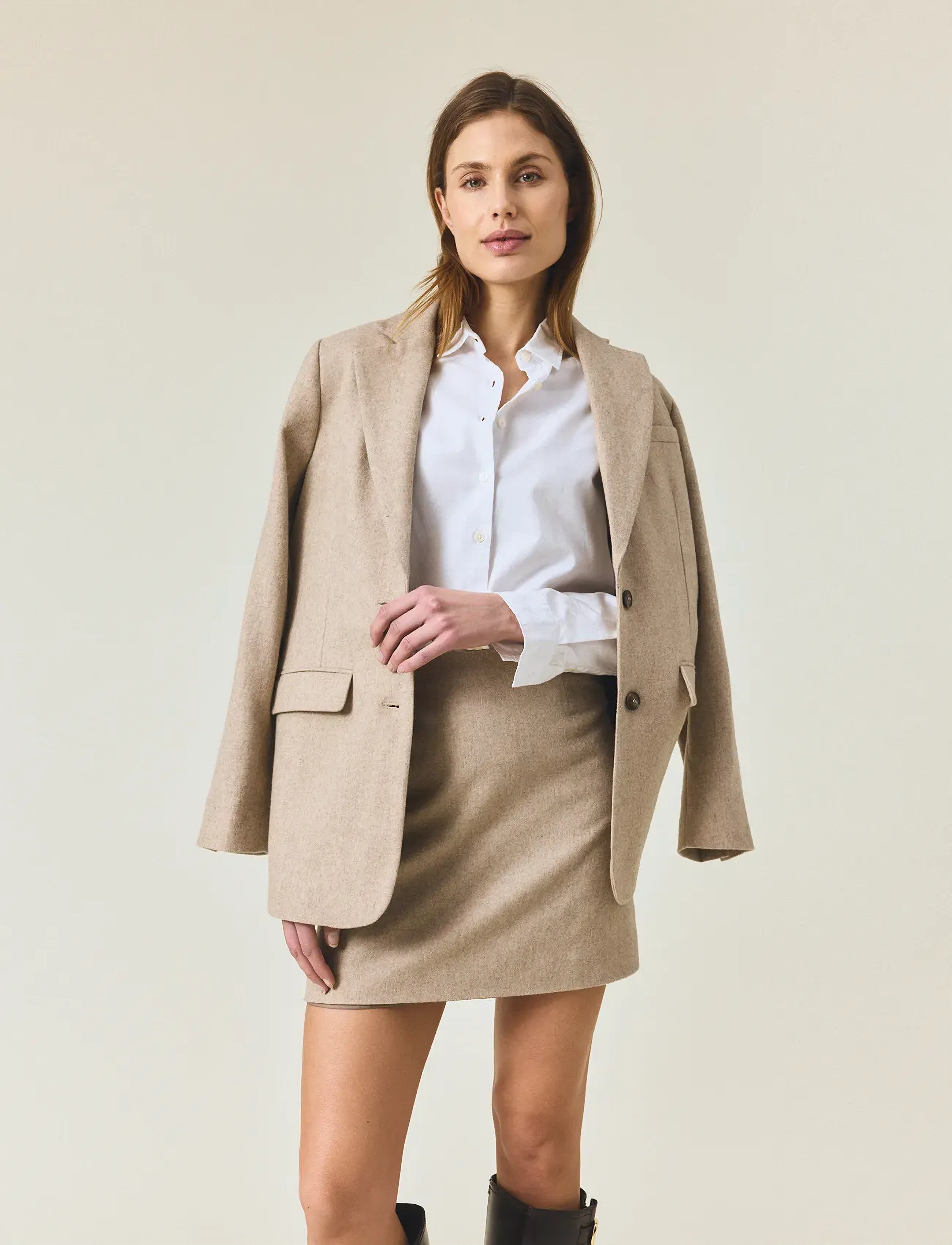 Lexington Clothing - Short Wool Blend Skirt - trumpi sijonai - beige melange - 4