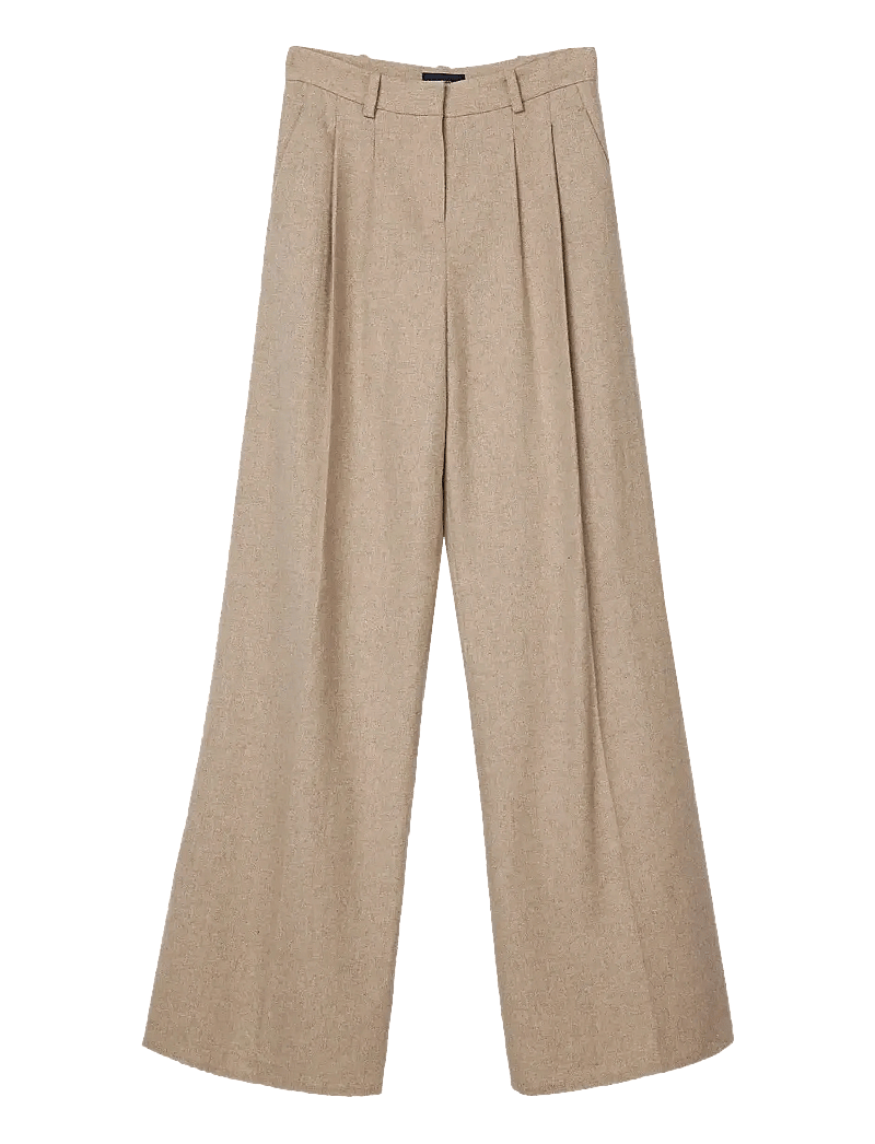Lexington Clothing - Tailored Wool Blend Wide Pants - habitbukser - beige melange - 1