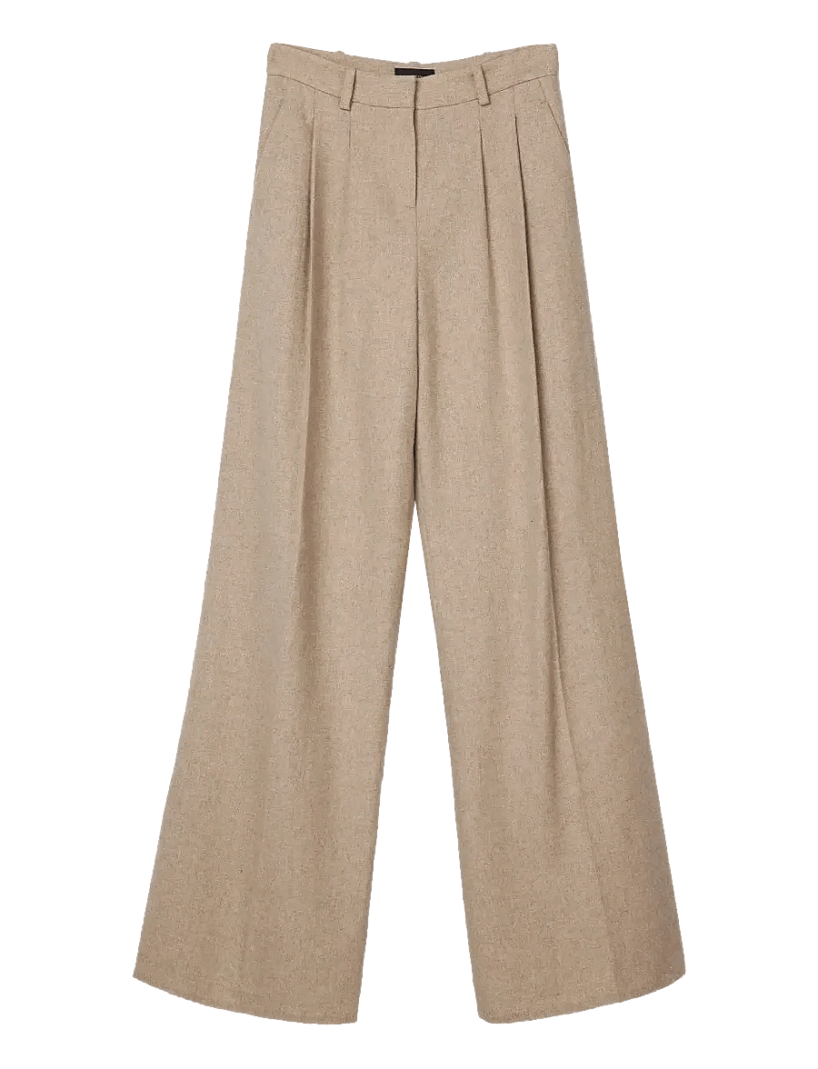 Lexington Clothing - Tailored Wool Blend Wide Pants - kostymbyxor - beige melange - 1