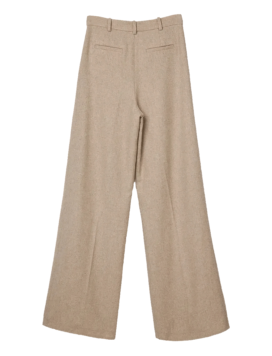 Lexington Clothing - Tailored Wool Blend Wide Pants - kostymbyxor - beige melange - 2