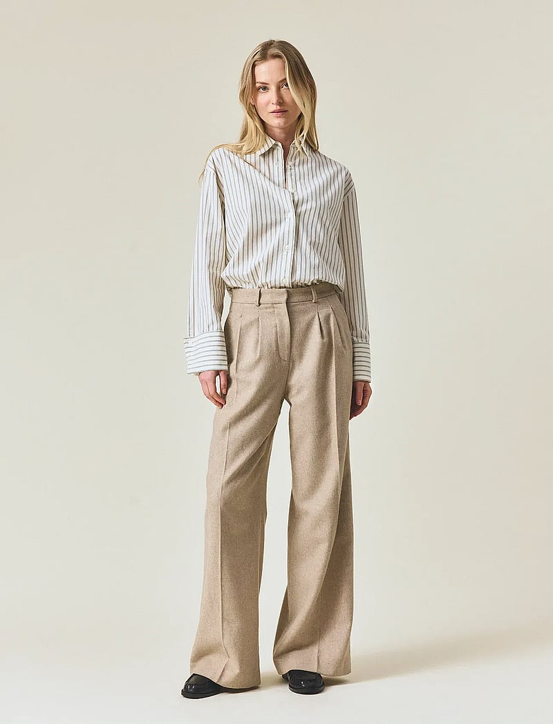 Lexington Clothing - Tailored Wool Blend Wide Pants - habitbukser - beige melange - 0
