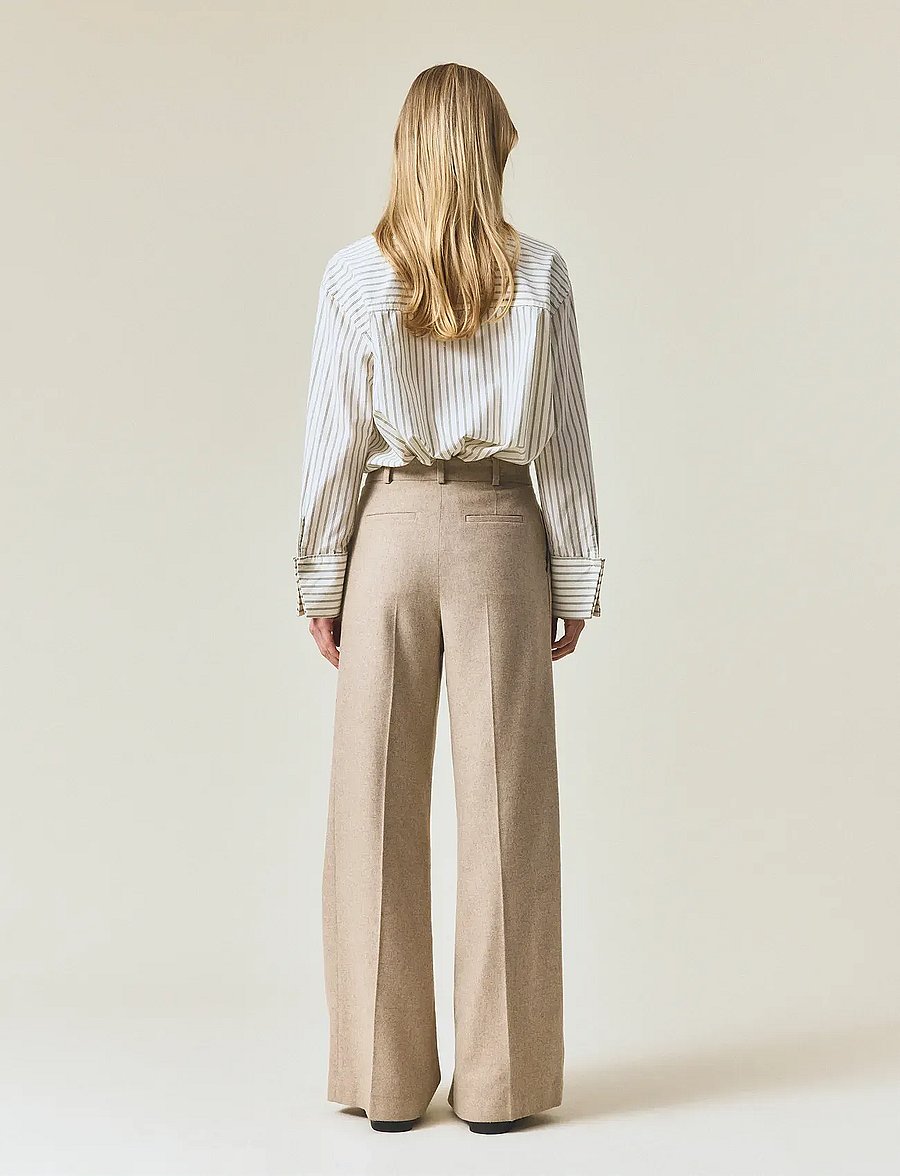 Lexington Clothing - Tailored Wool Blend Wide Pants - sérsniðnar buxur - beige melange - 3