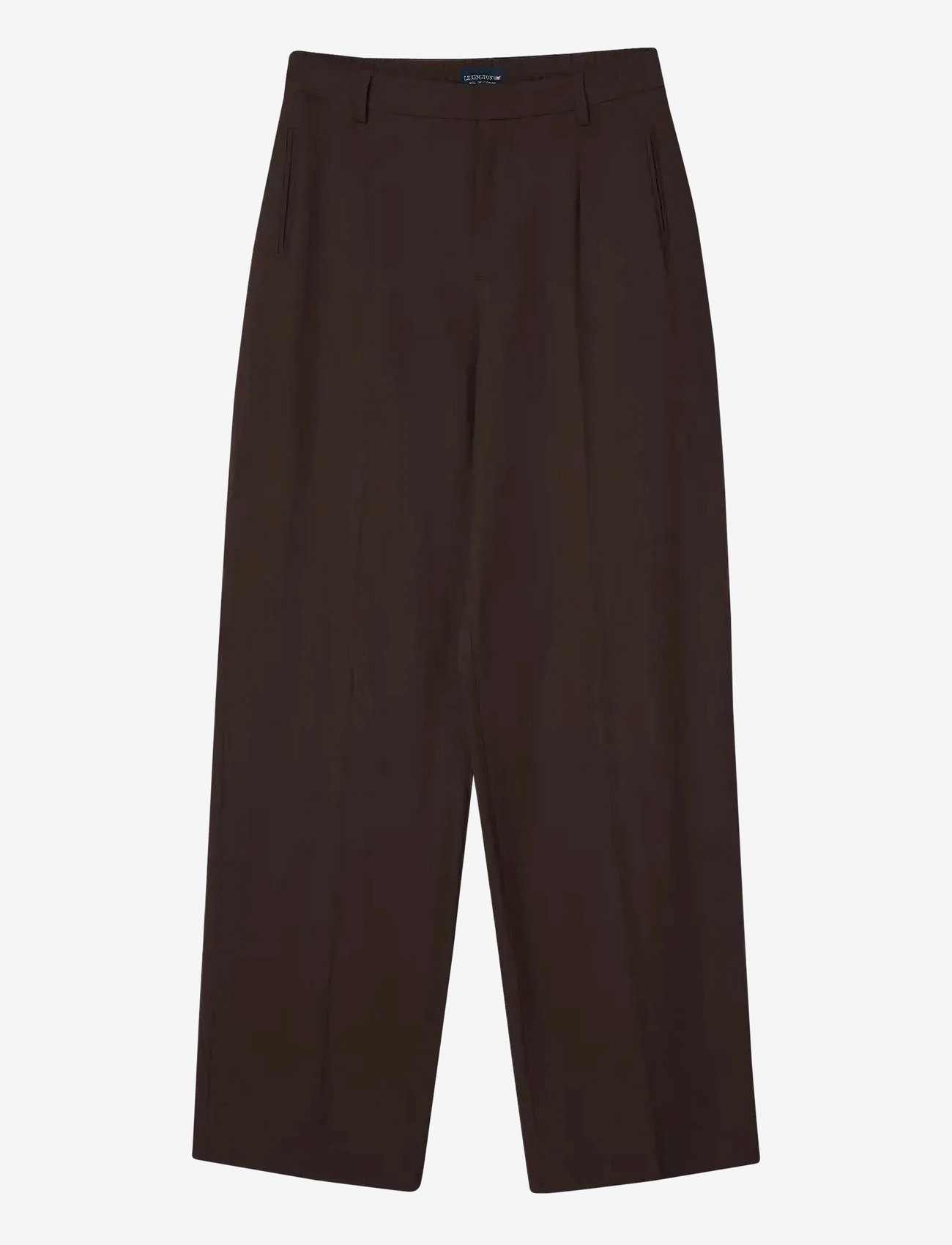 Lexington Clothing - Classic Tailored Wide Pants - vida byxor - dark brown - 1
