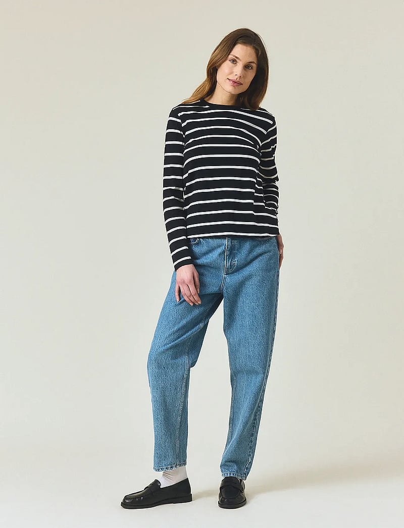 Lexington Clothing - Long Sleeve Cotton Tee - langärmlige tops - black/white stripe - 0