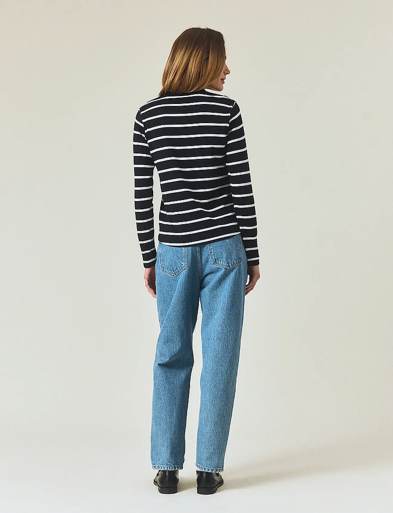 Lexington Clothing - Long Sleeve Cotton Tee - langärmlige tops - black/white stripe - 3