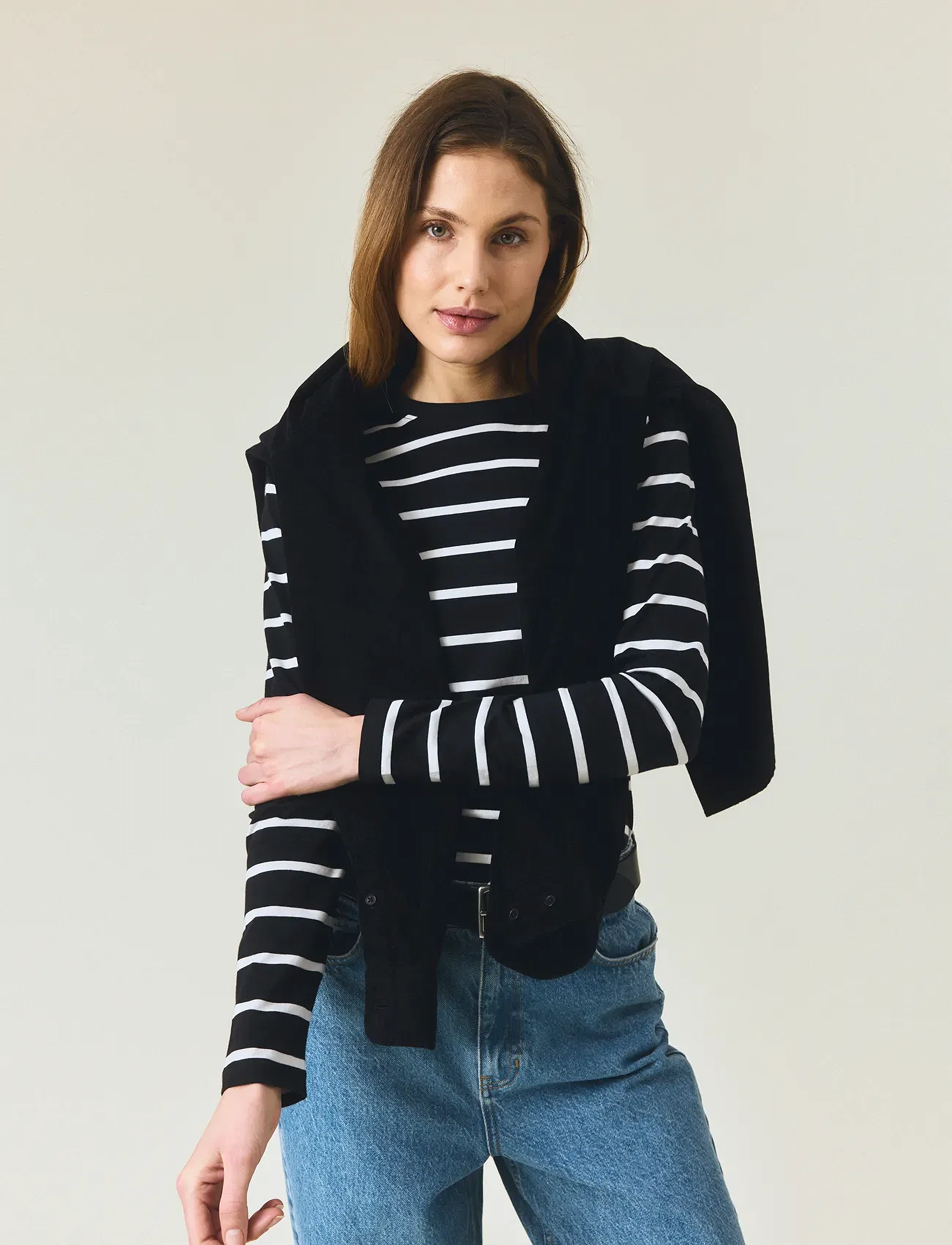 Lexington Clothing - Long Sleeve Cotton Tee - black/white stripe - 4
