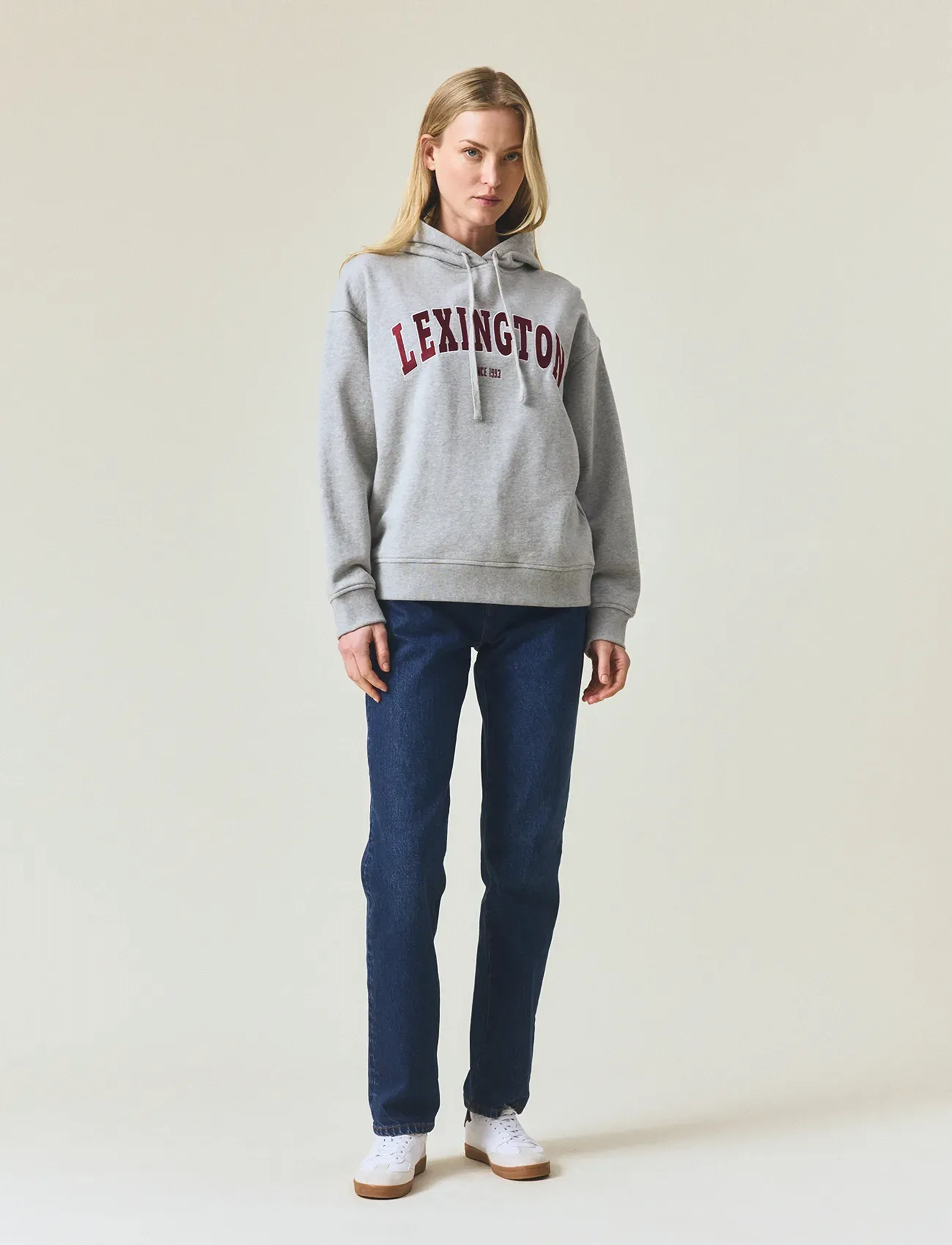 Lexington Clothing Logo Hoodie, Logo Hættetrøje, Grå, Str: XS