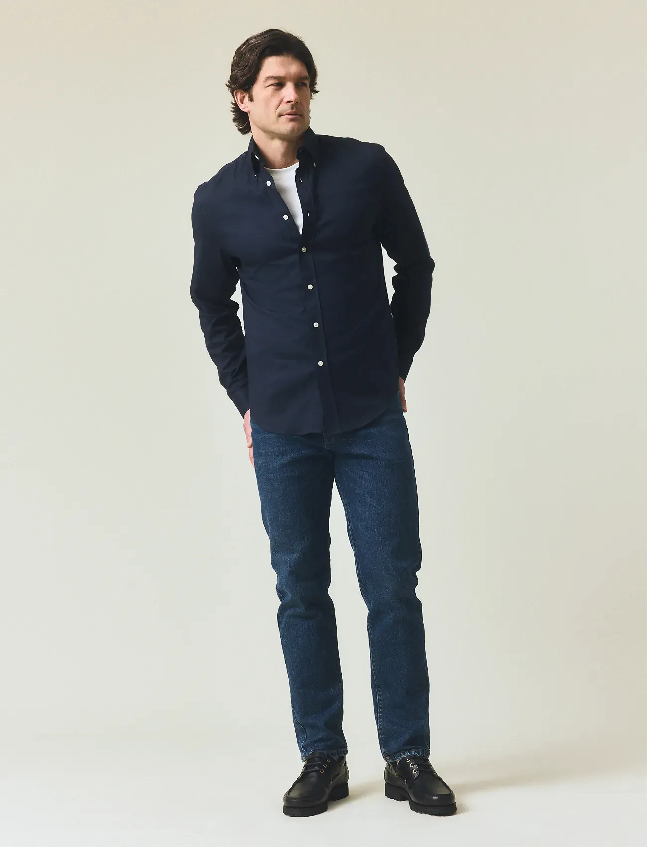Lexington Clothing Casual Solid Flannel B.D Shirt - Skjorter - DARK BLUE / navy