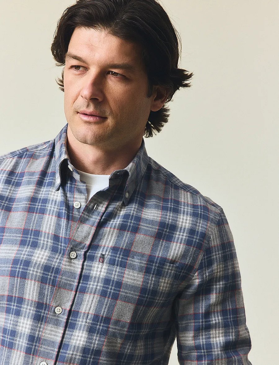 Lexington Clothing - Casual Checked Flannel B.D Shirt - flanellen overhemden - gray multi check - 4