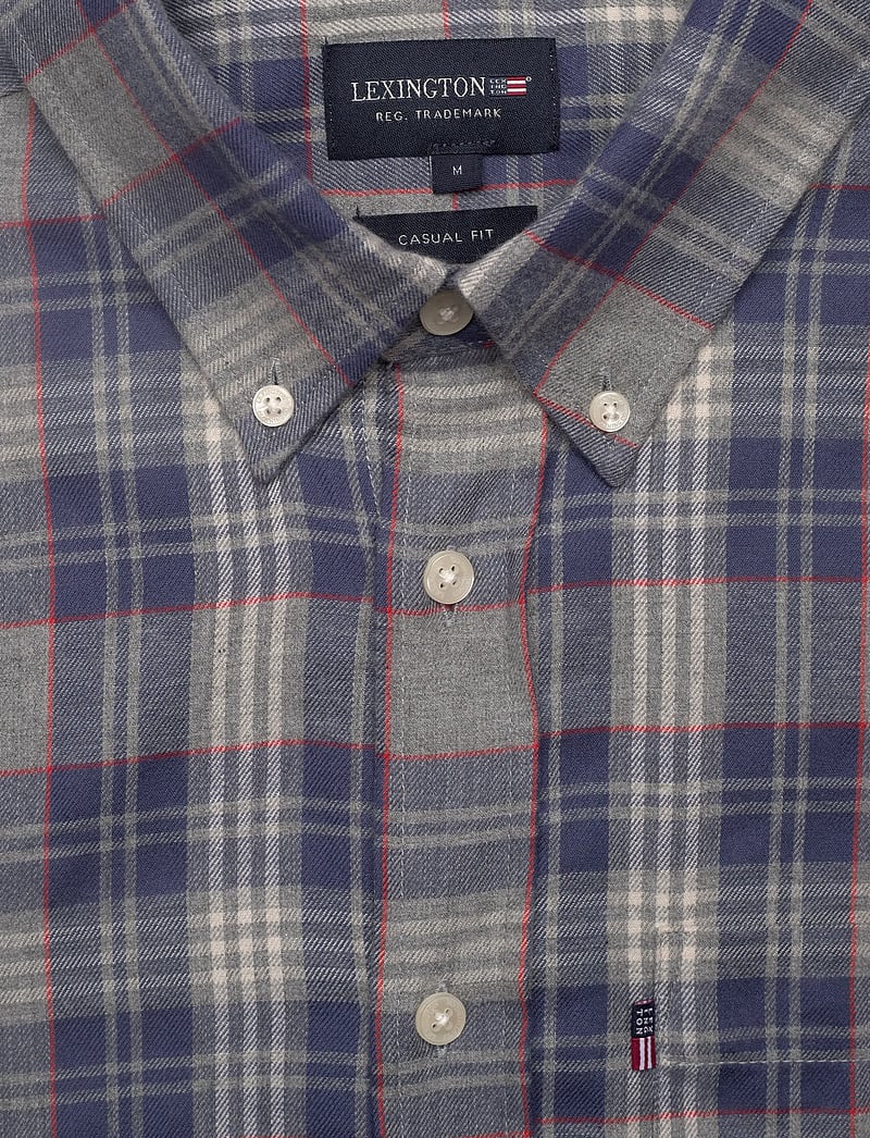 Lexington Clothing - Casual Checked Flannel B.D Shirt - flanellen overhemden - gray multi check - 5