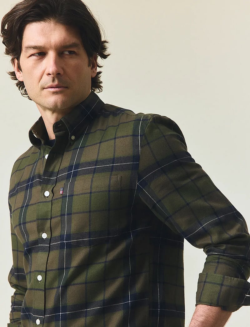 Lexington Clothing - Casual Checked Flannel B.D Shirt - flanellskjortor - green multi check - 4