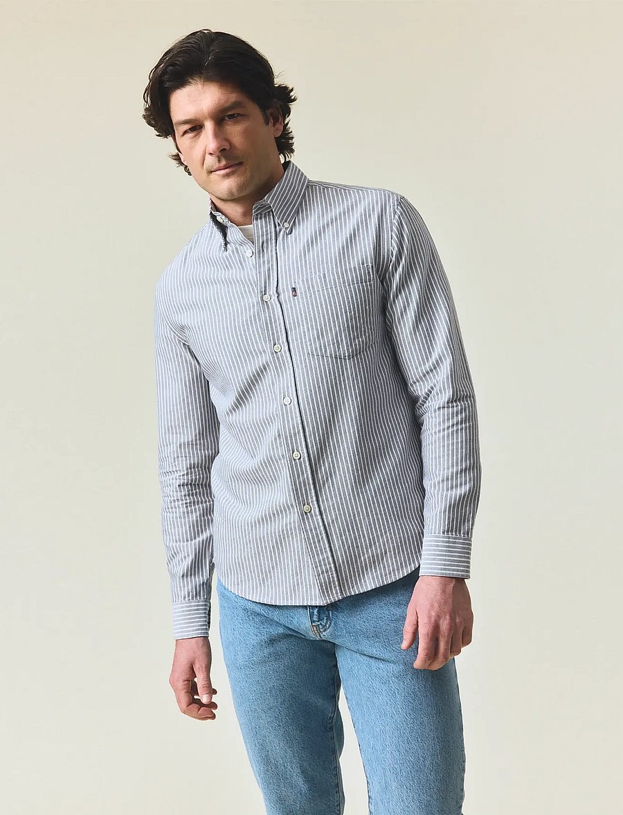 Lexington Clothing - Casual Striped Oxford B.D Shirt - dk blue/white stripe - 0