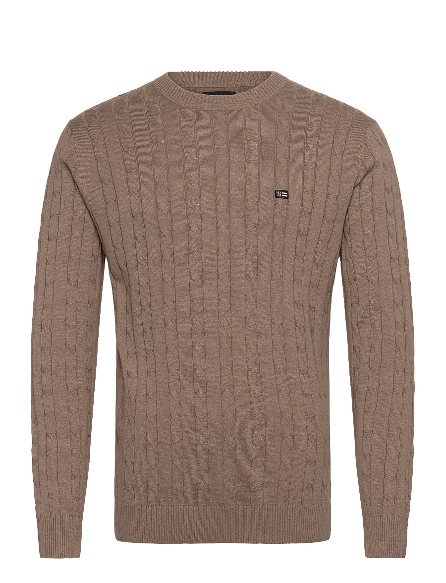 Lexington Clothing - Cotton Cable Knitted Sweater - pulls col rond - beige melange - 0