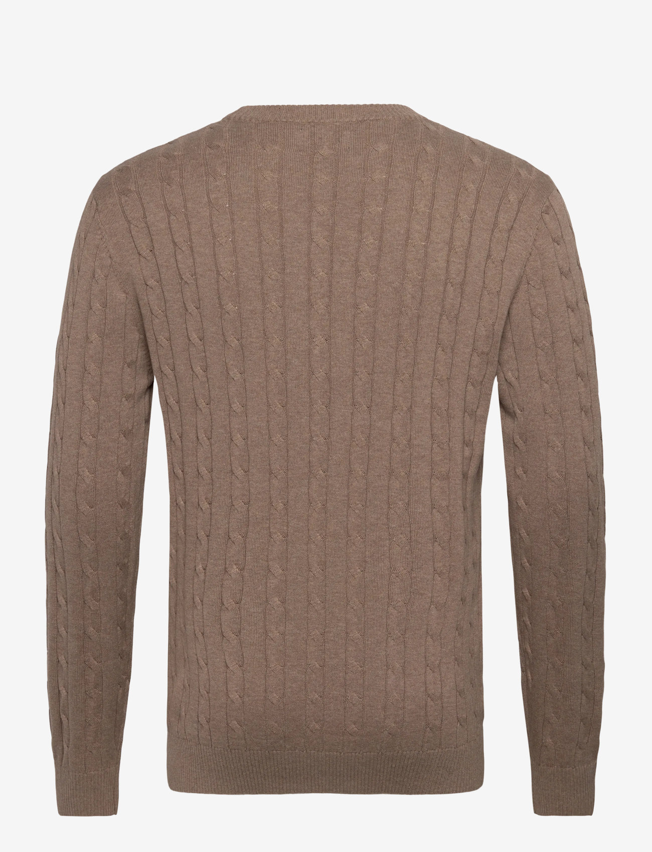 Lexington Clothing - Cotton Cable Knitted Sweater - rund hals - beige melange - 1