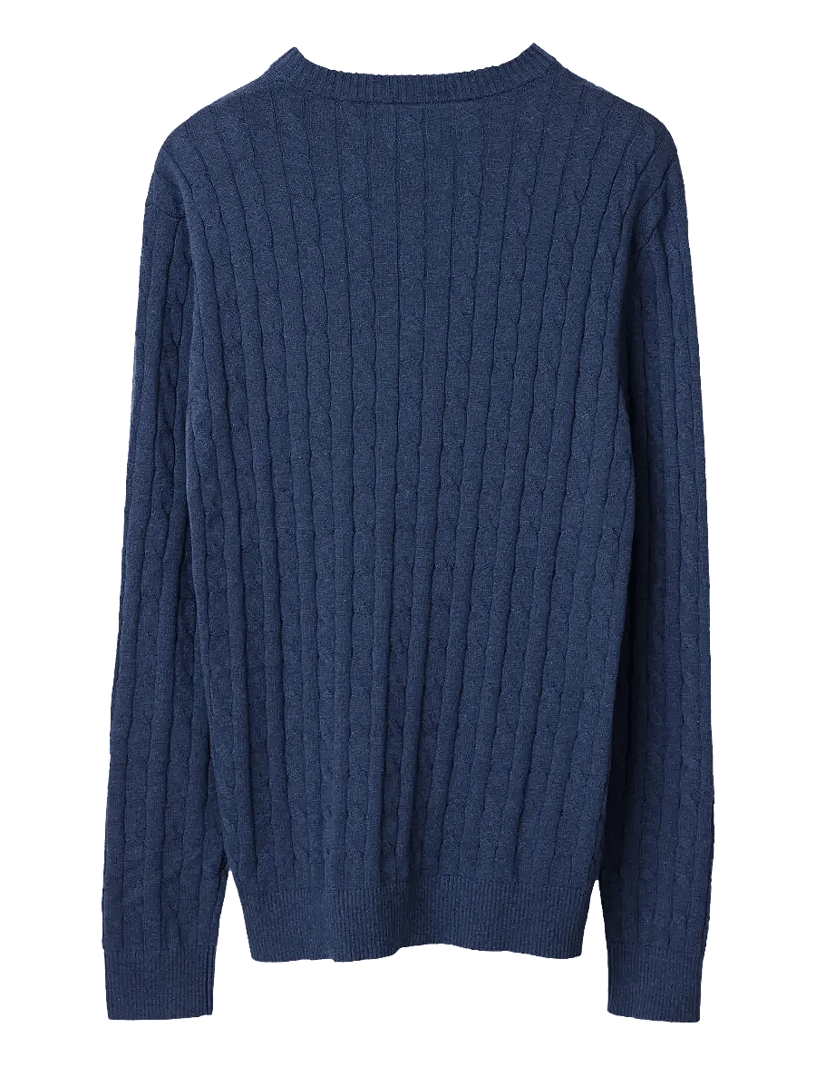 Lexington Clothing - Cotton Cable Knitted Sweater - rundhalsad - dark blue - 1