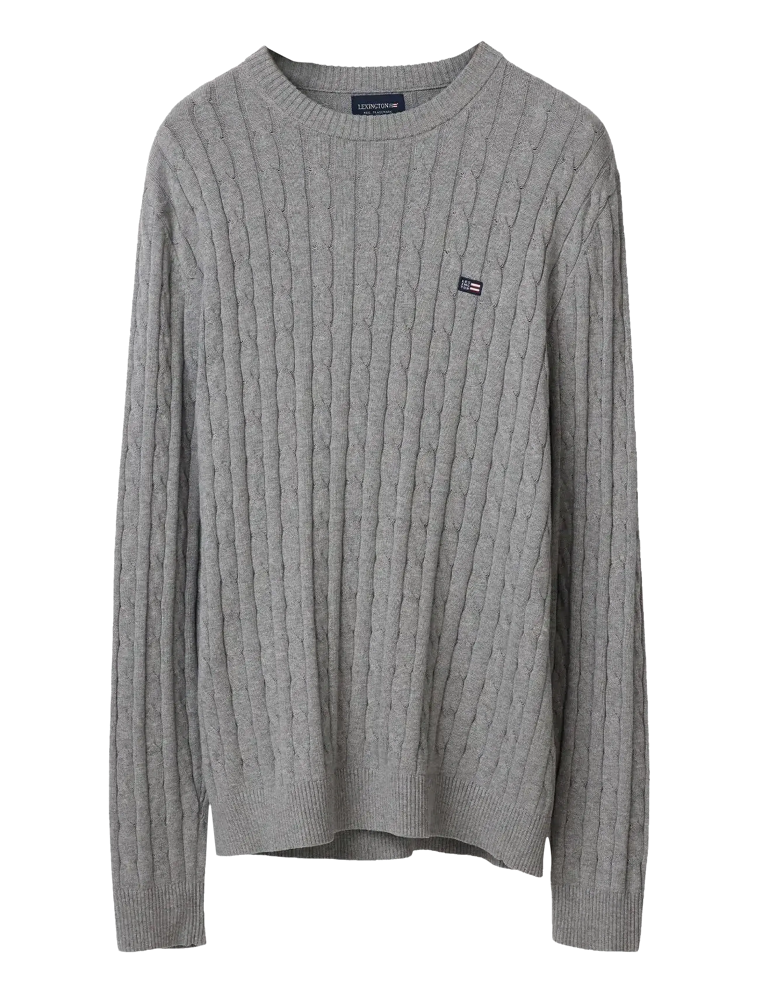 LEXINGTON CLOTHING Baumwolle Cable Strick Pullover Grau - XXL - Herren