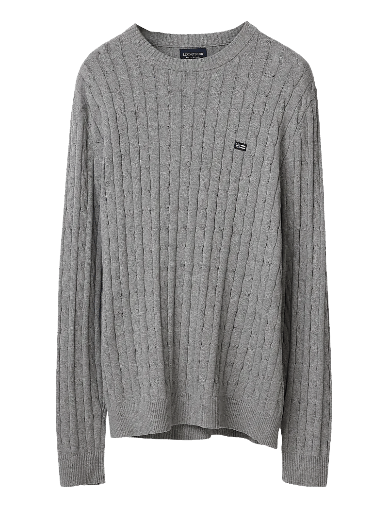 Lexington Clothing - Cotton Cable Knitted Sweater - rundhals - light grey melange - 0