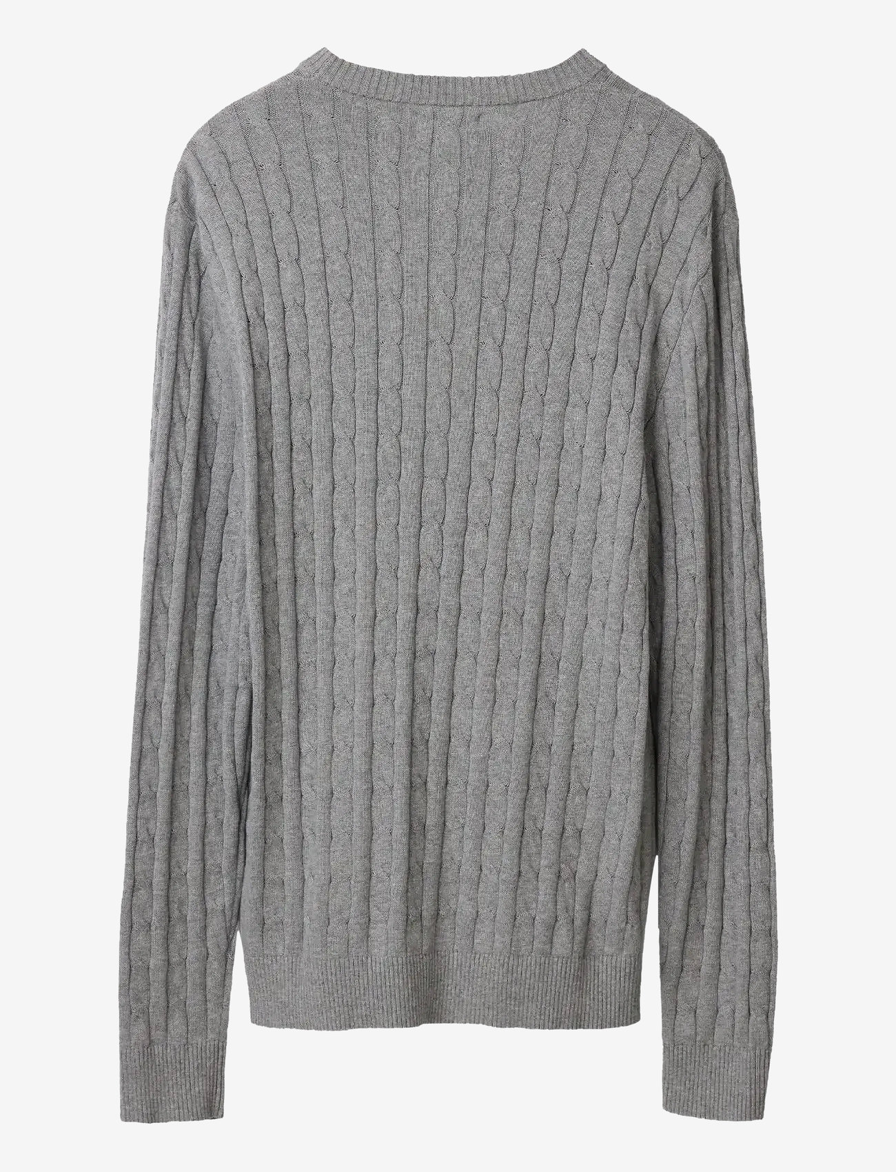 Lexington Clothing - Cotton Cable Knitted Sweater - rund hals - light grey melange - 1