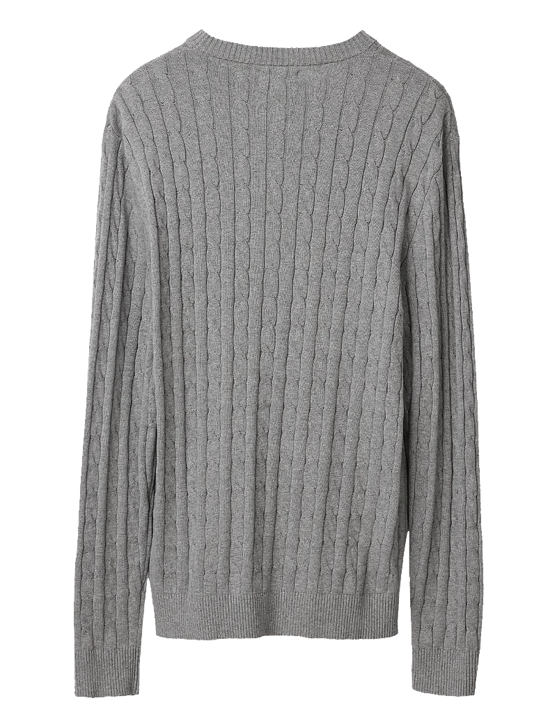Lexington Clothing - Cotton Cable Knitted Sweater - rundhals - light grey melange - 1