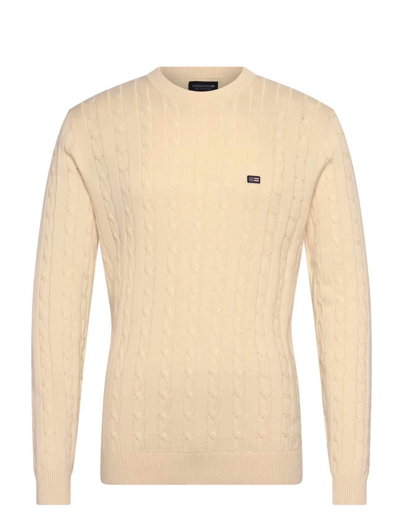 LEXINGTON CLOTHING Baumwolle Cable Strick Pullover Cream - XXL - Herren