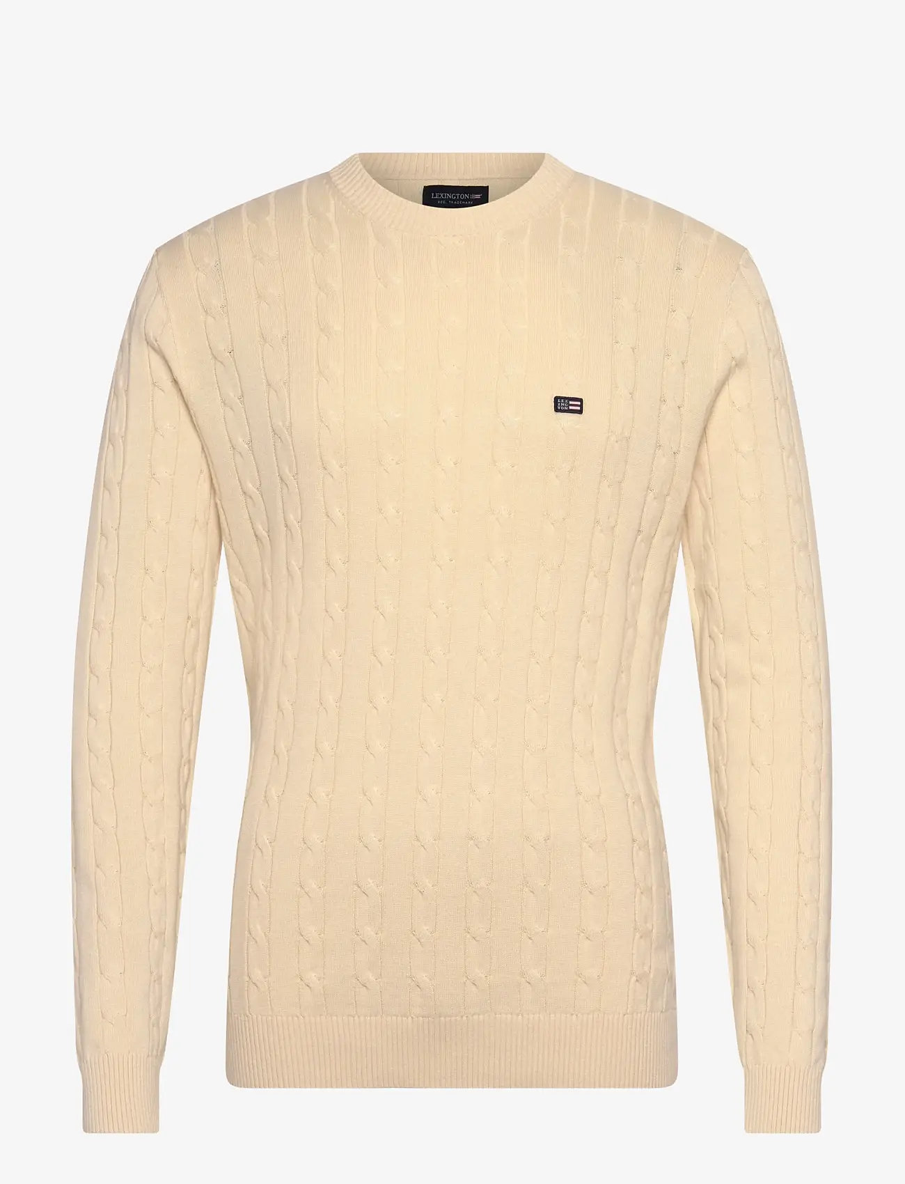 Lexington Clothing - Cotton Cable Knitted Sweater - rundhalsad - offwhite - 0
