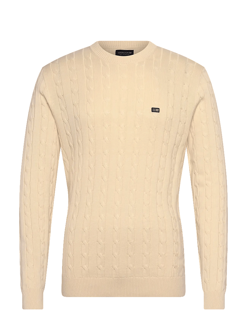 Lexington Clothing - Cotton Cable Knitted Sweater - rund hals - offwhite - 0
