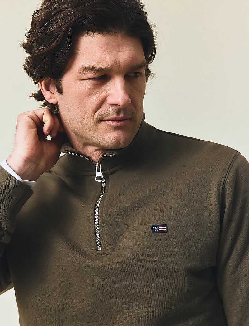 Lexington Clothing - Organic Cotton Half-Zip Sweatshirt - shoppa efter tillfälle - green - 4