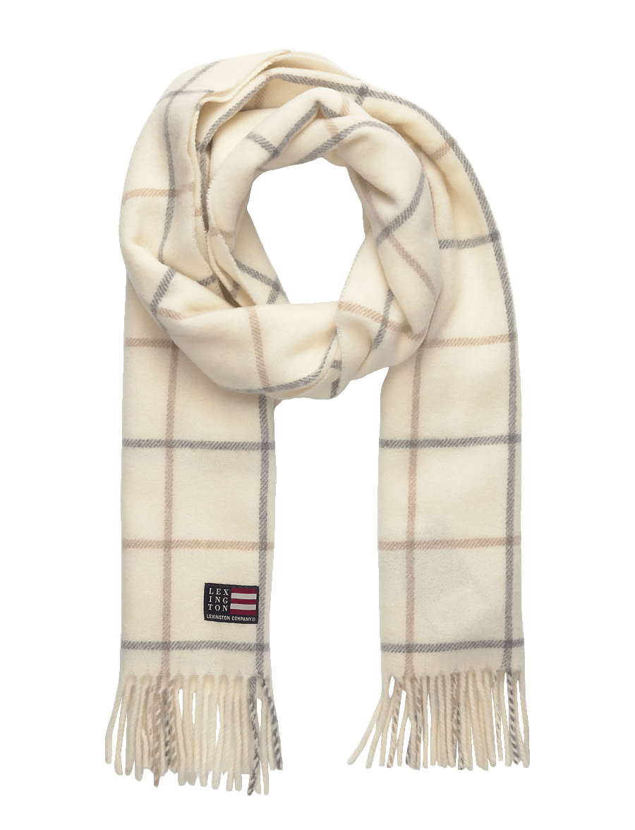 Lexington Clothing - Recycled Wool Blend Scarf - winterschals - grey/beige check - 0