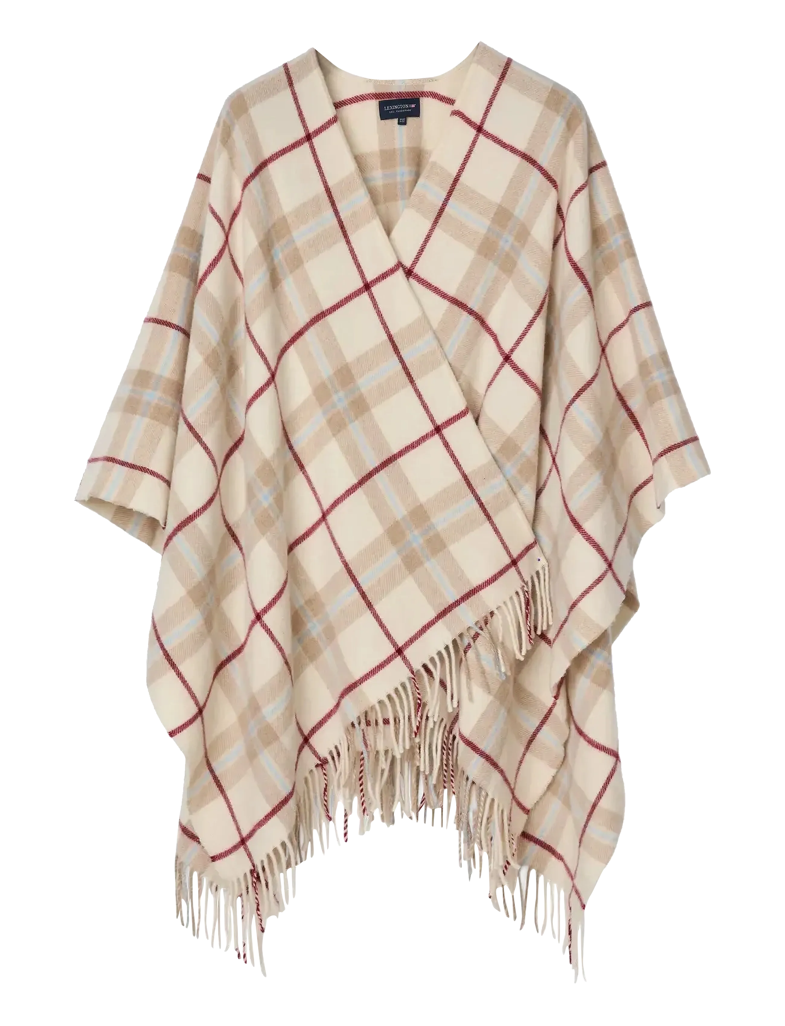 LEXINGTON CLOTHING Checked Recycled Wolle Blend Poncho Beige - One Size - Damen