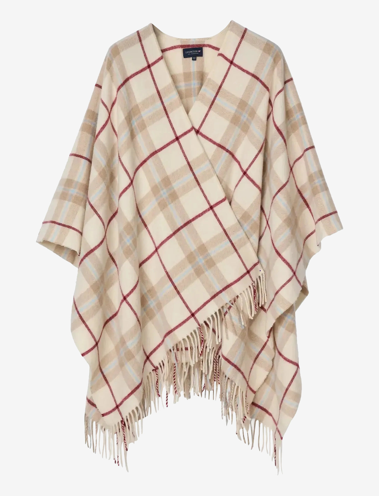 Lexington Clothing - Checked Recycled Wool Blend Poncho - ponchos & capes - offwhite multi check - 1