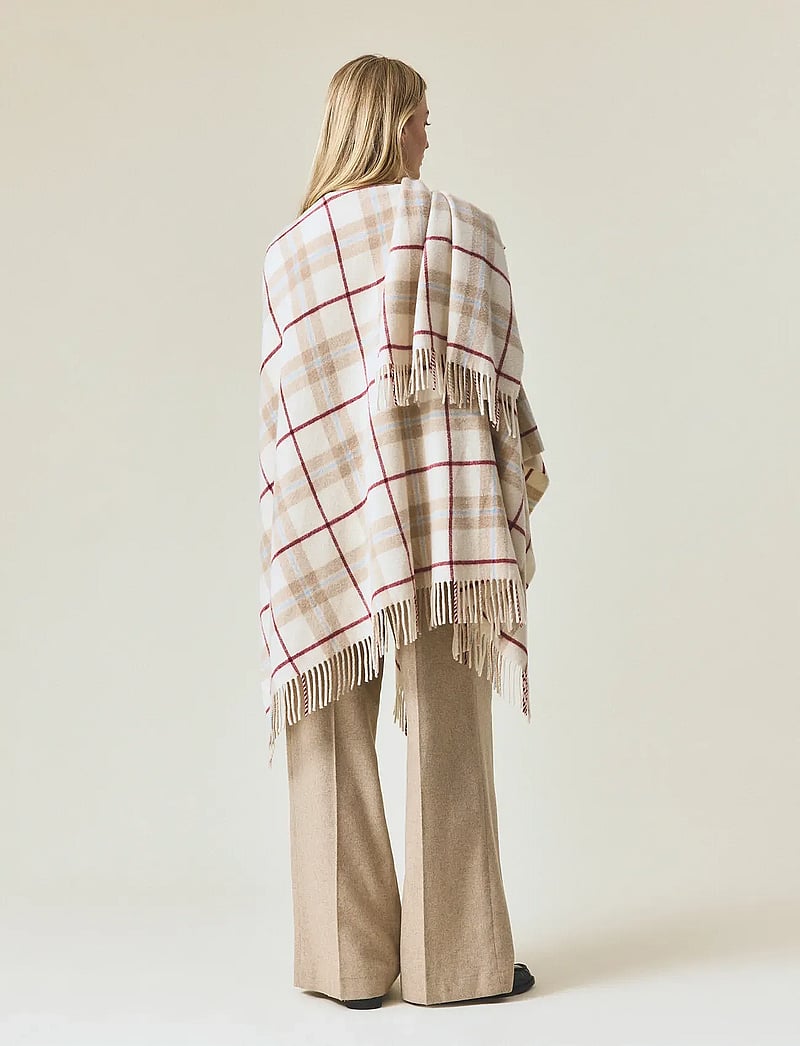 Lexington Clothing - Checked Recycled Wool Blend Poncho - ponchos & capes - offwhite multi check - 2