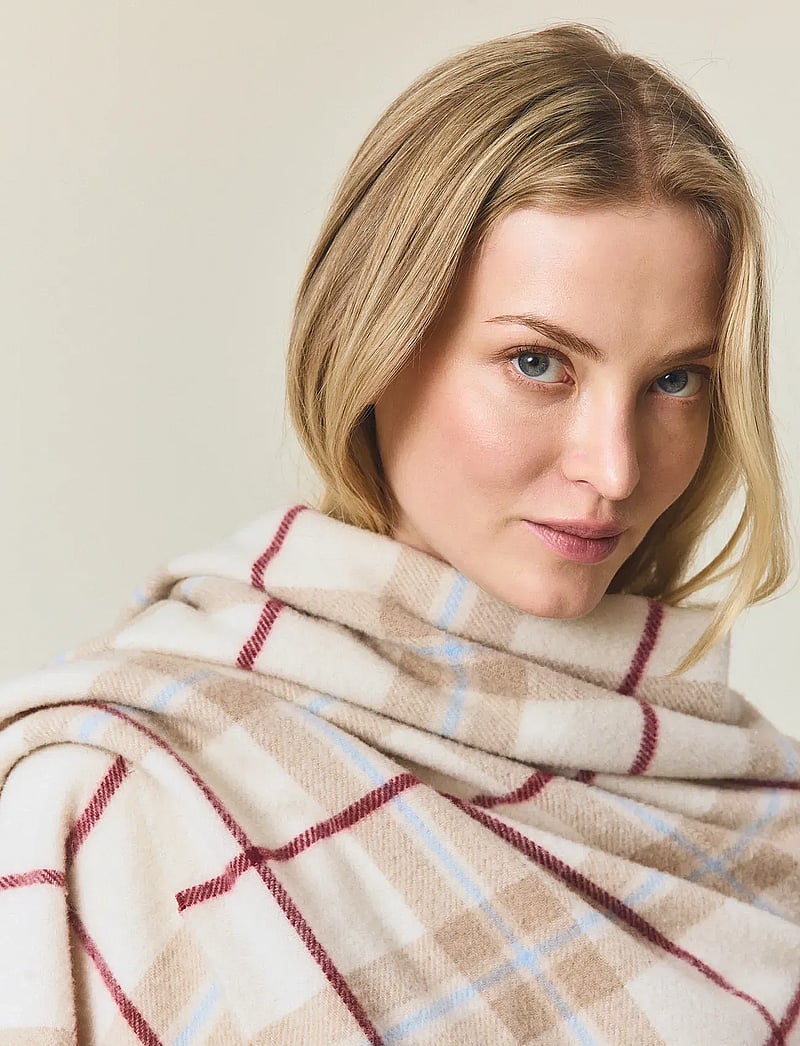 Lexington Clothing - Checked Recycled Wool Blend Poncho - ponchos & capes - offwhite multi check - 3