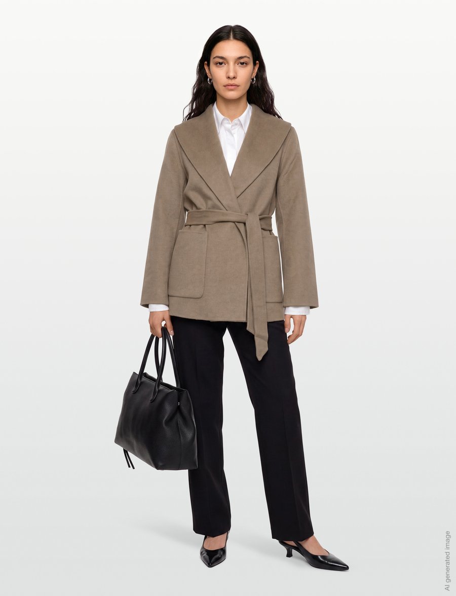 Lexington Clothing - Belted Wool Blend Jacket - ulljackor - light brown - 0