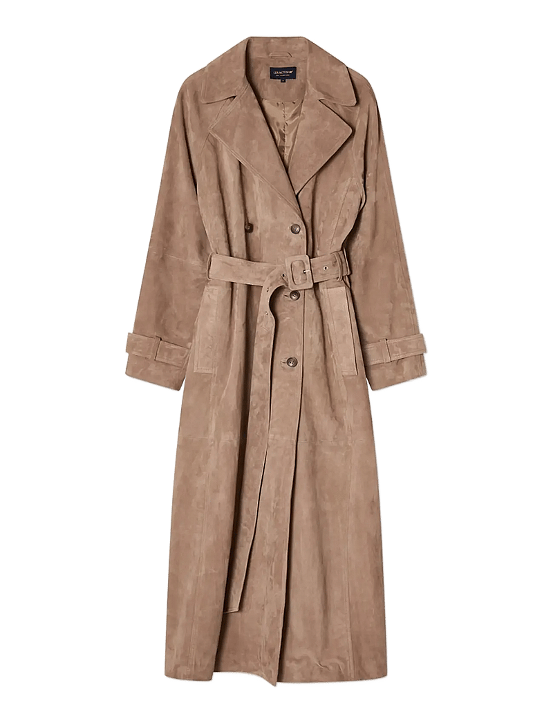 Lexington Clothing - Suede Trench Coat - trenchcoats - mid-brown - 0