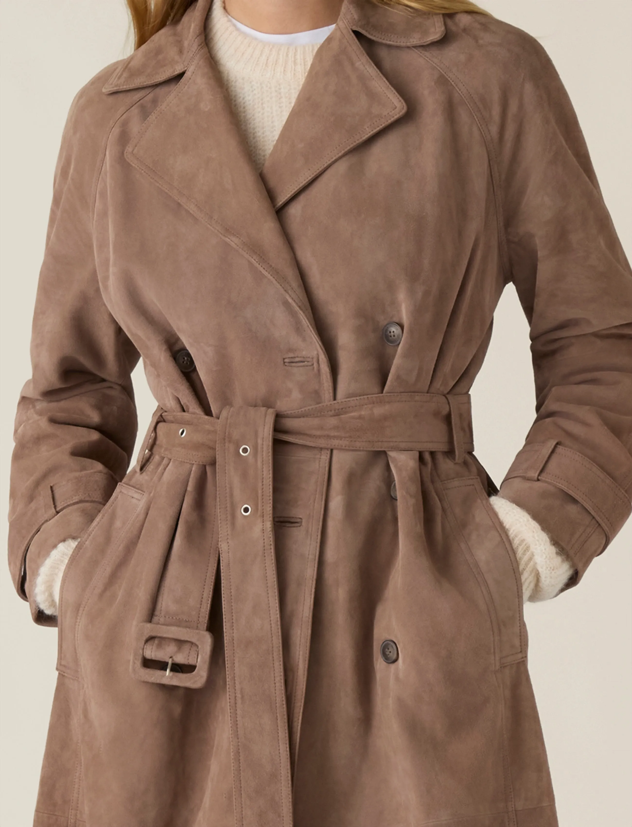 Lexington Clothing - Suede Trench Coat - trenchcoats - mid-brown - 3