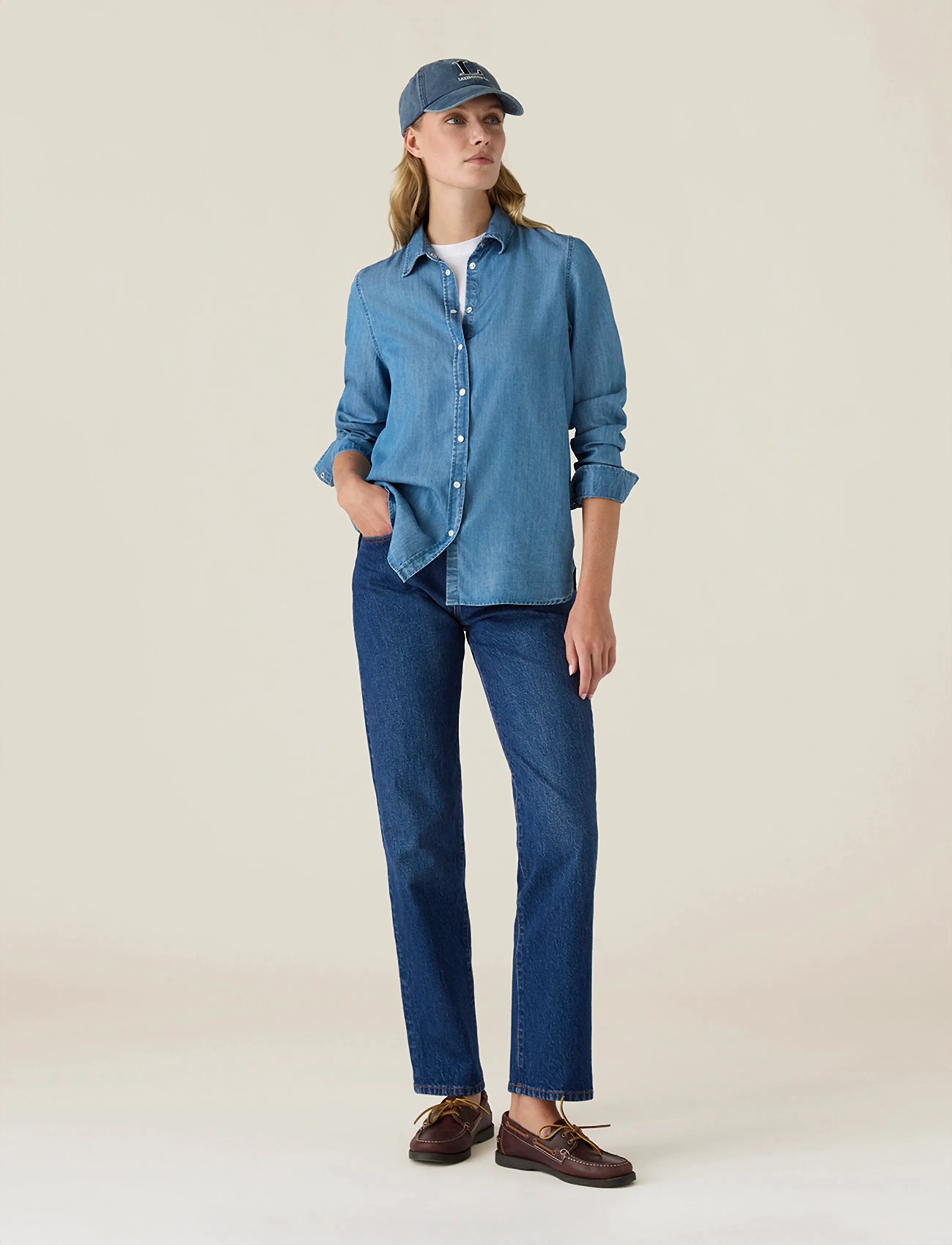 Lexington Clothing Classic Fit Lyocell Denim Shirt - Hemden - MEDIUM BLUE DENIM / blue