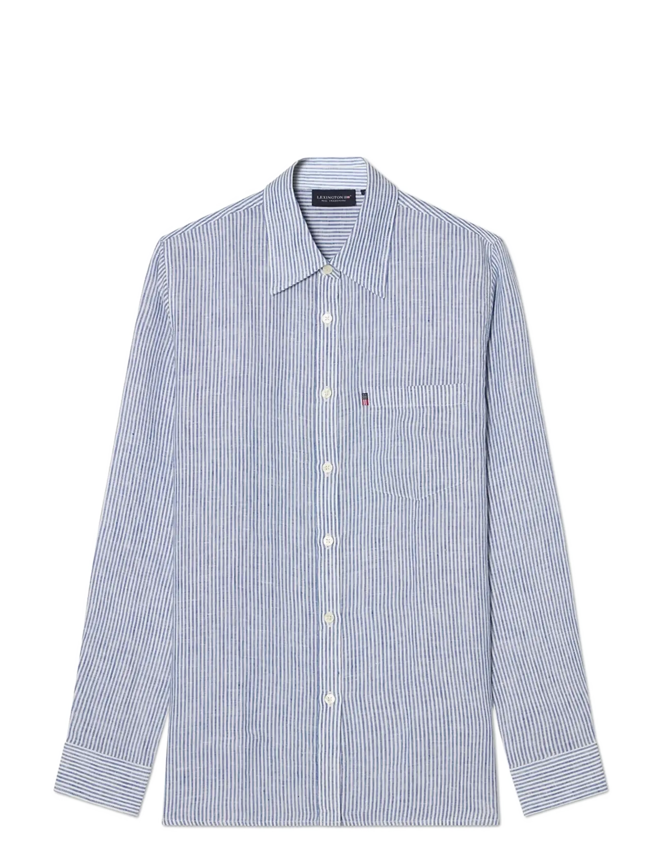 LEXINGTON CLOTHING Klassisch Linen Shirt Blau - XL - Damen