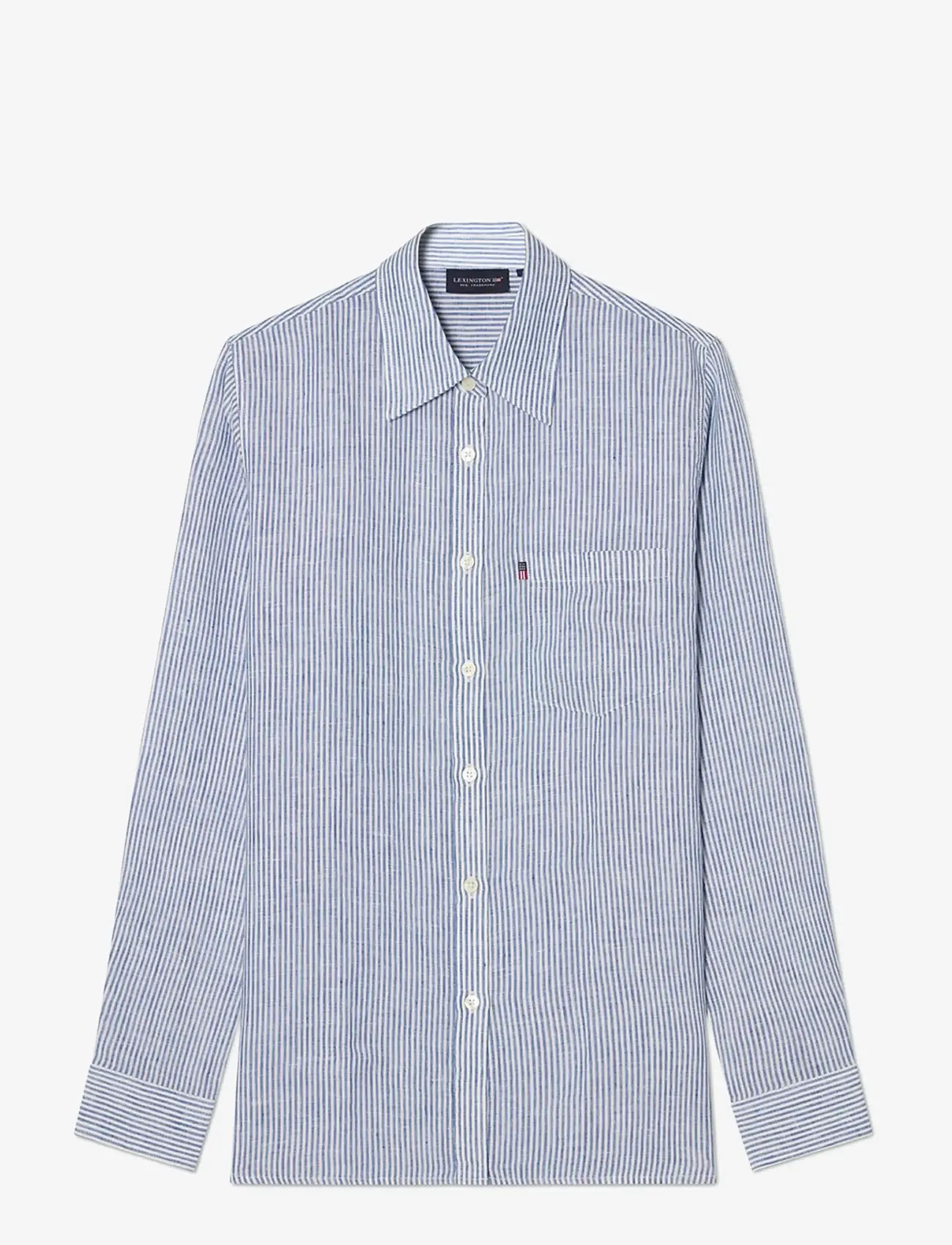 Lexington Clothing - Classic Linen Shirt - langärmlige hemden - blue/white stripe - 0