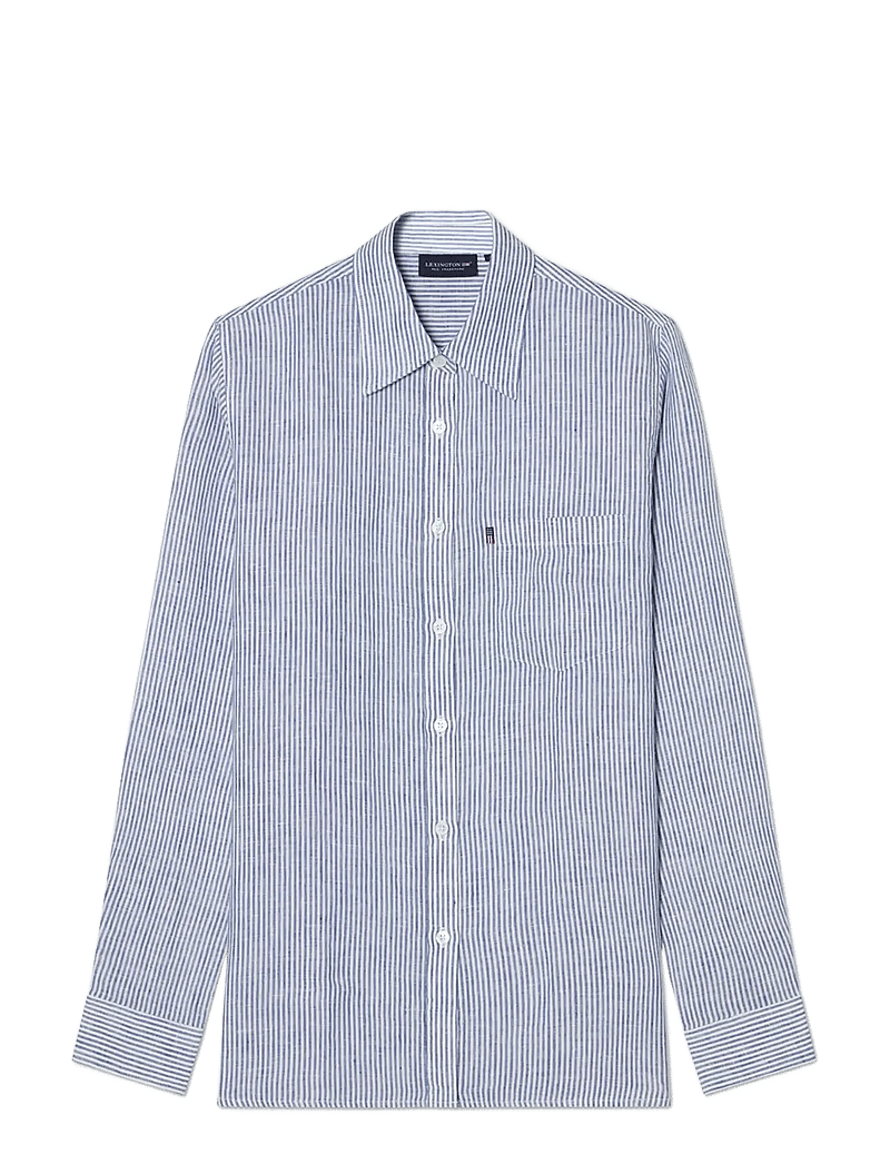 Lexington Clothing - Classic Linen Shirt - langärmlige hemden - blue/white stripe - 0