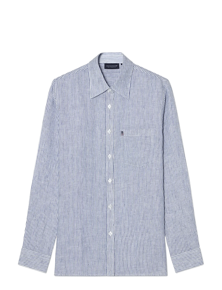 Lexington Clothing - Classic Linen Shirt - langærmede skjorter - blue/white stripe - 0