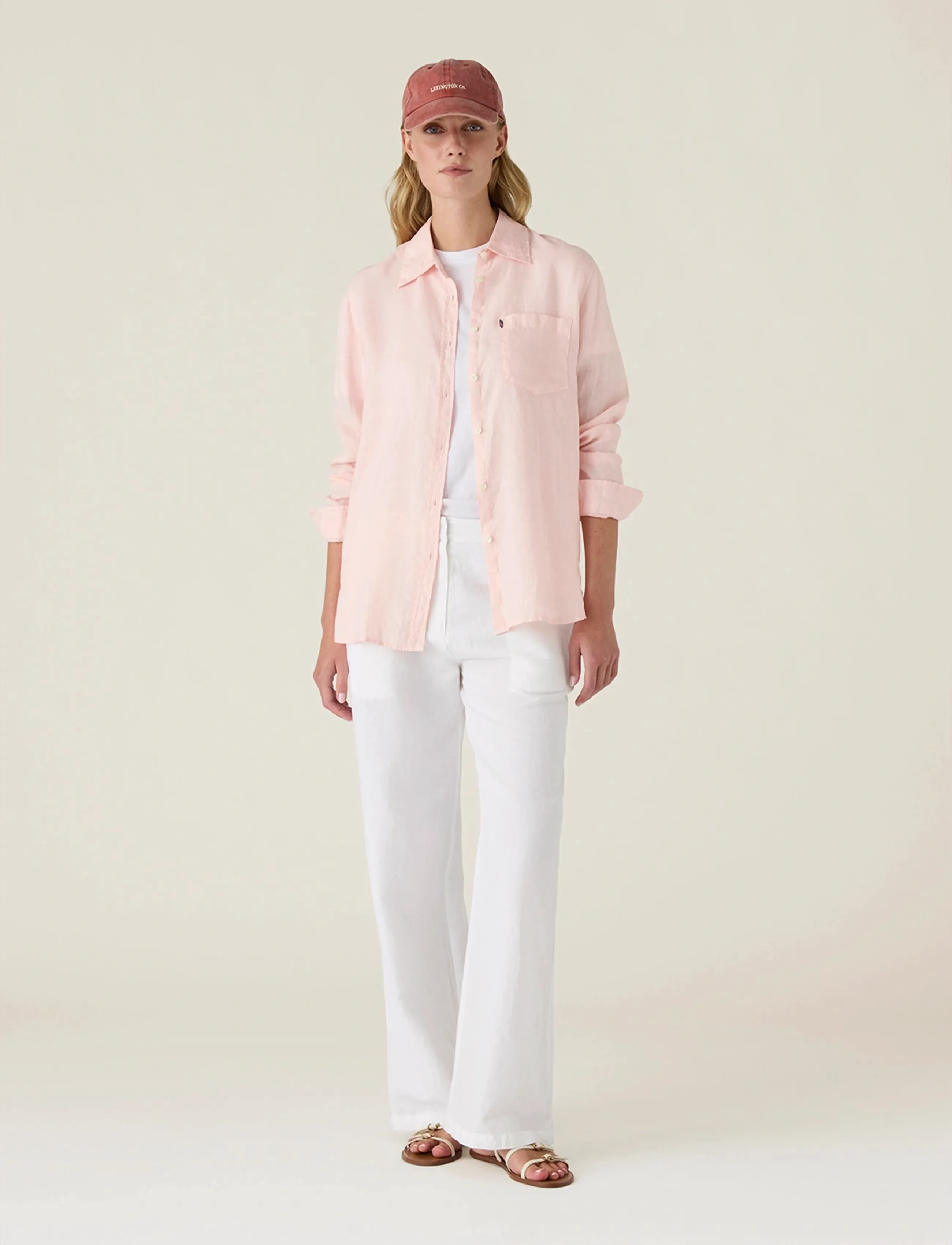 Lexington Clothing Classic Linen Shirt, Kvinder, Hørskjorte, Pink, Str: S
