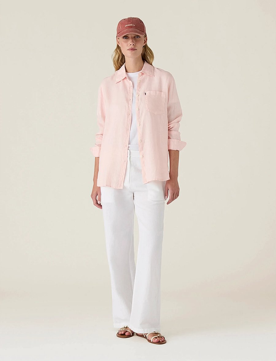 Lexington Clothing - Classic Linen Shirt - langærmede skjorter - light pink - 0