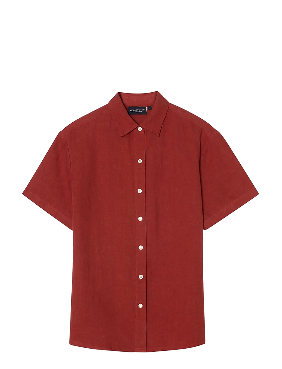 Lexington Clothing - Casual Short Sleeve Linen Shirt - kurzärmlige hemden - rust - 1