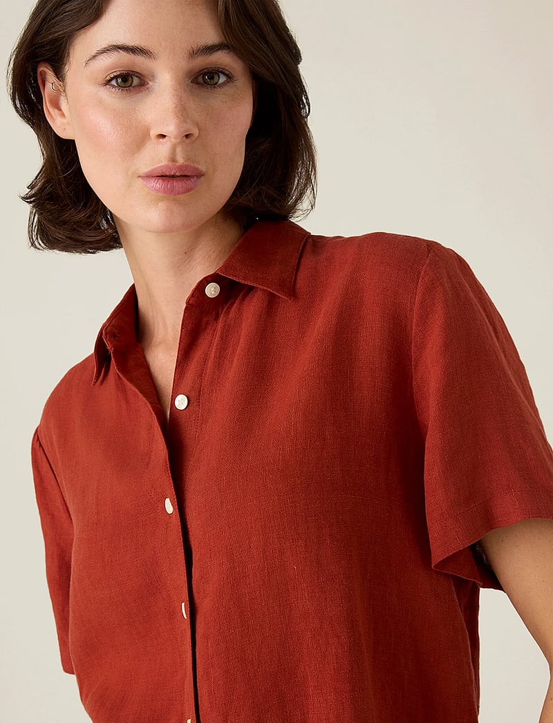 Lexington Clothing - Casual Short Sleeve Linen Shirt - kurzärmlige hemden - rust - 3