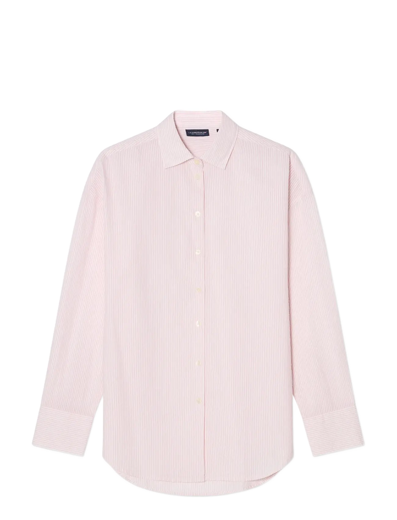 Lexington Clothing Casual Seersucker Shirt - Transitional Layering - PINK/WHITE STRIPE / pink/rose