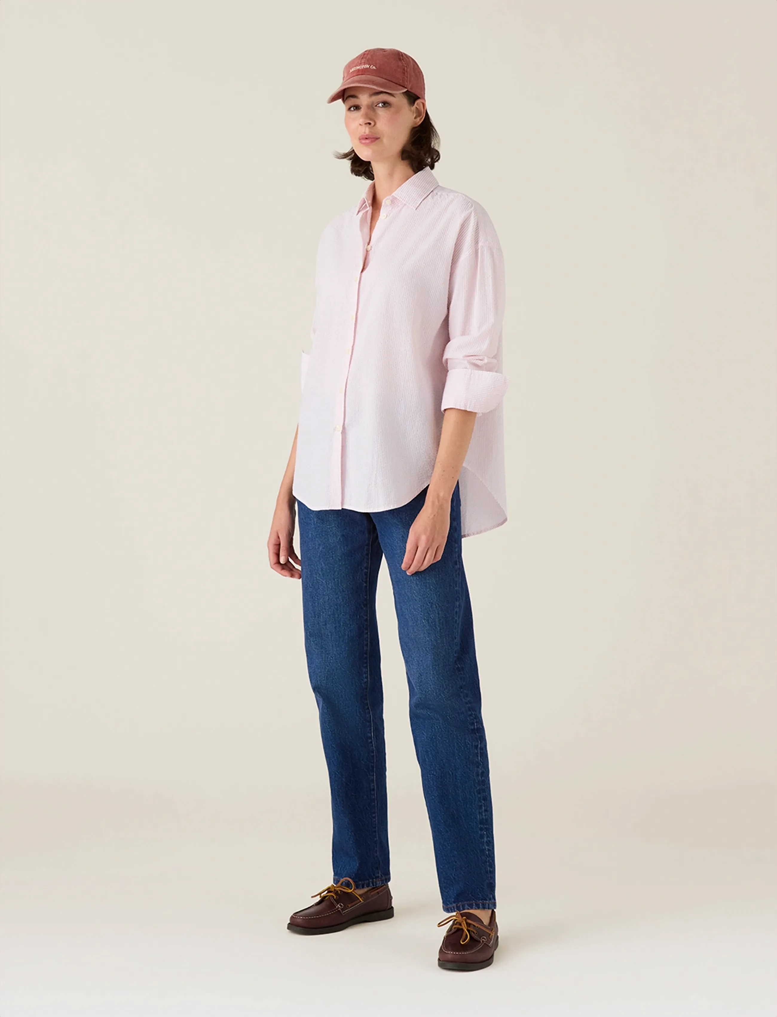 Lexington Clothing Casual Seersucker Shirt - Shirts - PINK/WHITE STRIPE / pink/rose